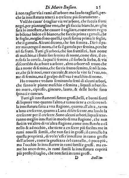 Giardino di agricoltura di Marco Bussato da Rauenna nel quale, con bellissimo ordine, si tratta di tutto quello, che s'appartiene à sapere à vn perfetto giardiniero: e s'insegna per pratica la vera maniera di piantare, & incalmare arbori e viti di tutte le sorti, & i varij e diuersi modi ch'in ciò si tengono. Dimostrandoli oltra che con i ragionamenti, anco con appropriati disegni ...