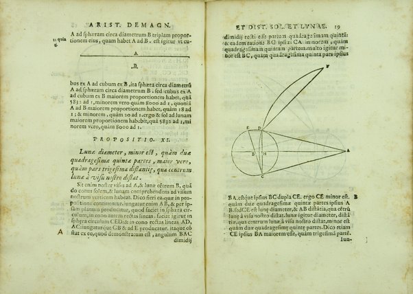 Aristarchi De magnitudinibus, et distantiis Solis, et Lunae, liber. Cum Pappi Alexandrini explicationibus quibusdam. A' Federico Commandino Vrbinate in latinum conuersus, ac commentarijs illustratus