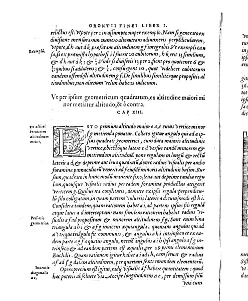 Orontii Finaei ... De re & praxi geometrica, libri tres, figuris & demonstrationibus illustrati. Vbi de quadrato geometrico, & virgis seu baculis mensoriis, necnon aliis, cùm mathematicis, tum mechanicis