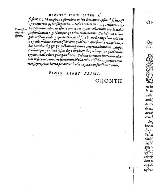 Orontii Finaei ... De re & praxi geometrica, libri tres, figuris & demonstrationibus illustrati. Vbi de quadrato geometrico, & virgis seu baculis mensoriis, necnon aliis, cùm mathematicis, tum mechanicis