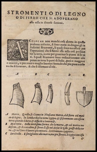 Agricoltura tratta da diuersi antichi et moderni scrittori dal sig. Gabriello Alfonso d'Herrera et tradotta di lingua spagnuola in volgare italiano da Mambrino Roseo da Fabriano. Nella quale si contengono le regole, i modi, & l'usanze che si osseruano nell'arare la terra, piantar le uigne & gli alberi, gouernare i bestiami, & fare ottimamente cioche all'agricoltura s'appartiene. Con le figure de gli alberi & delle herbe, delle quali si tratta nel libro