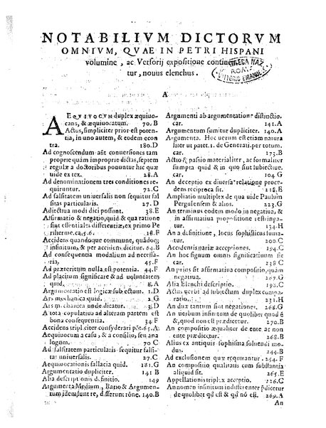 Petri Hispani Summulae logicales cum Versorij Parisiensis clarissima expositione. Paruorum item Logicalium eidem Petro Hispano ascriptum opus, nuper in partes ac capita distinctum. Quae omnia a Martiano Rota infinitis fere erroribus maxima sunt diligentia castigata. Duos demum indices nunc primum excogitatos, quorum alter singulorum textuum ac capitum, alte uero, eorum, quæ in toto opere scitu digna habentur, imprimi curauimus