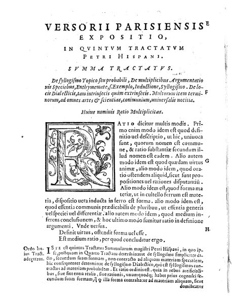 Petri Hispani Summulae logicales cum Versorij Parisiensis clarissima expositione. Paruorum item Logicalium eidem Petro Hispano ascriptum opus, nuper in partes ac capita distinctum. Quae omnia a Martiano Rota infinitis fere erroribus maxima sunt diligentia castigata. Duos demum indices nunc primum excogitatos, quorum alter singulorum textuum ac capitum, alte uero, eorum, quæ in toto opere scitu digna habentur, imprimi curauimus