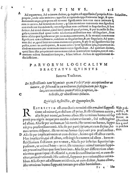 Petri Hispani Summulae logicales cum Versorij Parisiensis clarissima expositione. Paruorum item Logicalium eidem Petro Hispano ascriptum opus, nuper in partes ac capita distinctum. Quae omnia a Martiano Rota infinitis fere erroribus maxima sunt diligentia castigata. Duos demum indices nunc primum excogitatos, quorum alter singulorum textuum ac capitum, alte uero, eorum, quæ in toto opere scitu digna habentur, imprimi curauimus