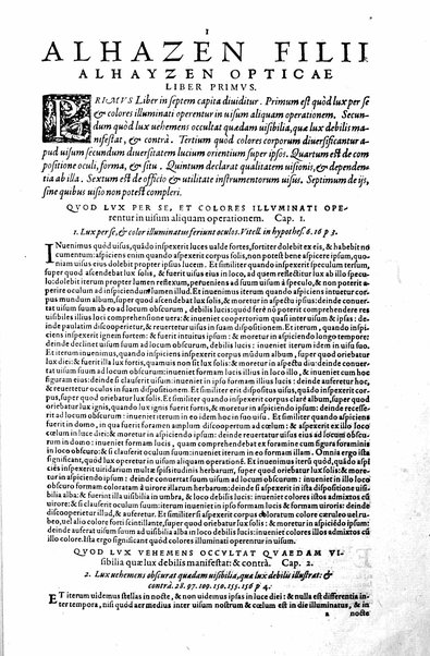 Opticae thesaurus. Alhazeni Arabis libri septem, nunc primùm editi. Eiusdem liber De crepusculis & nubium ascensionibus. Item Vitellonis Thuringolopoli libri 10. Omnes instaurati, figuris illustrati & aucti, adiecti etiam in Alhazenum commentarijs, a Federico Risnero