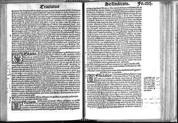 Paris de Puteo De sindicatu: Excellentissimi ac doctissimi Iuris vtriusque doctoris maximique practici domini Paridis de Pueto Neapolitani In materia sindicatus omnium officialium Tractatus vna cum apostillis domini Benedicti Vadi forosemproniensis in margine appositis: & Tabula eiusdem domini Benedicti recenter edita. Adiecta sunt etiam nonnulla summaria valde vtilia (que in alijs exemplaribus antea impressis non reperies) principales materias amplectentia.