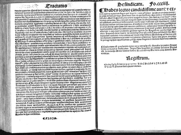 Paris de Puteo De sindicatu: Excellentissimi ac doctissimi Iuris vtriusque doctoris maximique practici domini Paridis de Pueto Neapolitani In materia sindicatus omnium officialium Tractatus vna cum apostillis domini Benedicti Vadi forosemproniensis in margine appositis: & Tabula eiusdem domini Benedicti recenter edita. Adiecta sunt etiam nonnulla summaria valde vtilia (que in alijs exemplaribus antea impressis non reperies) principales materias amplectentia.