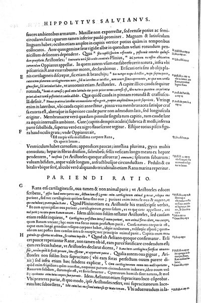 Aquatilium animalium historiæ, liber primus, cum eorundem formis, ære excusis. Hippolyto Saluiano ... auctore