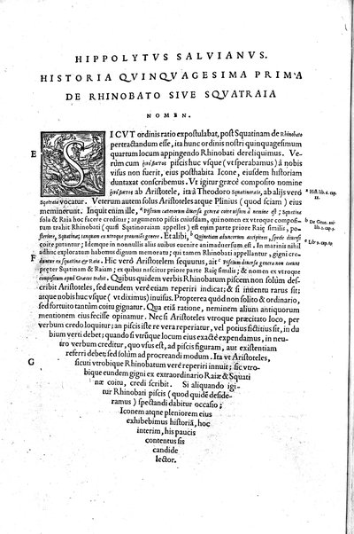 Aquatilium animalium historiæ, liber primus, cum eorundem formis, ære excusis. Hippolyto Saluiano ... auctore