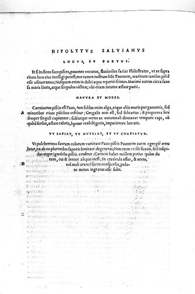 Aquatilium animalium historiæ, liber primus, cum eorundem formis, ære excusis. Hippolyto Saluiano ... auctore