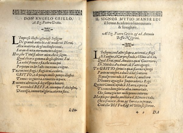 Il Castiglione, ouero dell' arme di nobiltà. Dialogo del signor Pietro Gritio da Iesi. ... Nuouamente posto in luce da Antonio Beffa Negrini