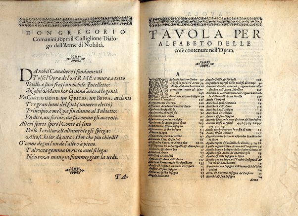 Il Castiglione, ouero dell' arme di nobiltà. Dialogo del signor Pietro Gritio da Iesi. ... Nuouamente posto in luce da Antonio Beffa Negrini