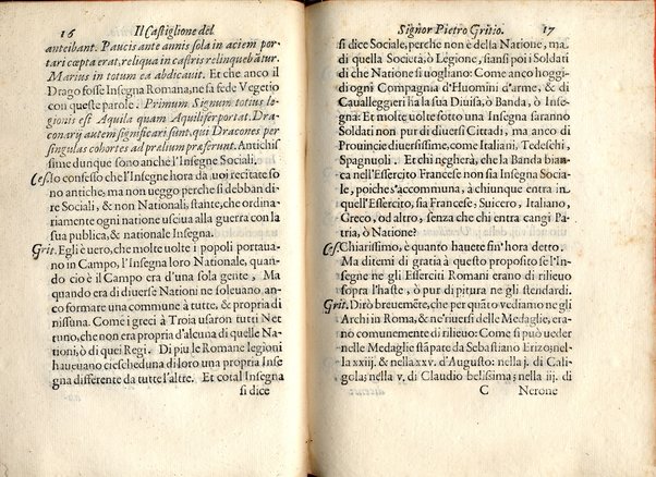 Il Castiglione, ouero dell' arme di nobiltà. Dialogo del signor Pietro Gritio da Iesi. ... Nuouamente posto in luce da Antonio Beffa Negrini