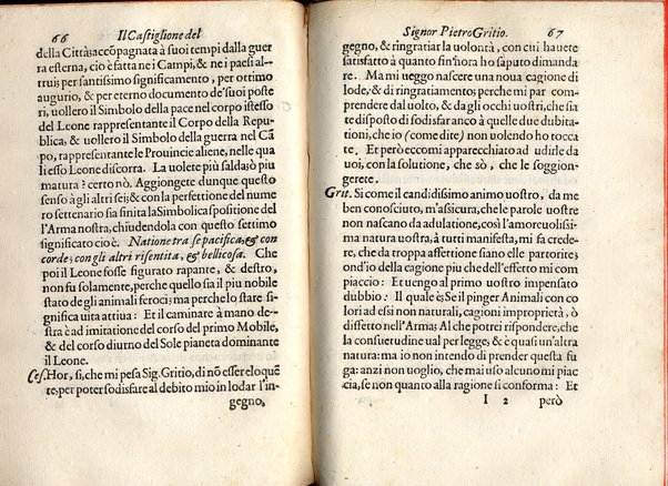 Il Castiglione, ouero dell' arme di nobiltà. Dialogo del signor Pietro Gritio da Iesi. ... Nuouamente posto in luce da Antonio Beffa Negrini