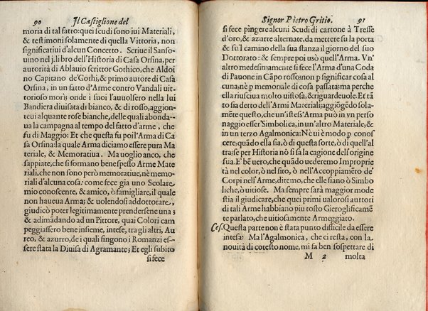 Il Castiglione, ouero dell' arme di nobiltà. Dialogo del signor Pietro Gritio da Iesi. ... Nuouamente posto in luce da Antonio Beffa Negrini