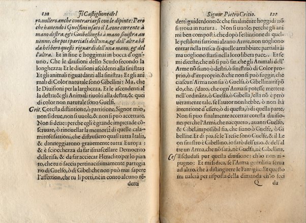 Il Castiglione, ouero dell' arme di nobiltà. Dialogo del signor Pietro Gritio da Iesi. ... Nuouamente posto in luce da Antonio Beffa Negrini