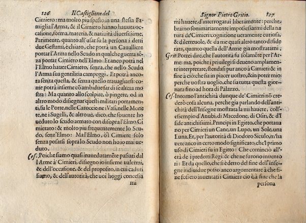 Il Castiglione, ouero dell' arme di nobiltà. Dialogo del signor Pietro Gritio da Iesi. ... Nuouamente posto in luce da Antonio Beffa Negrini