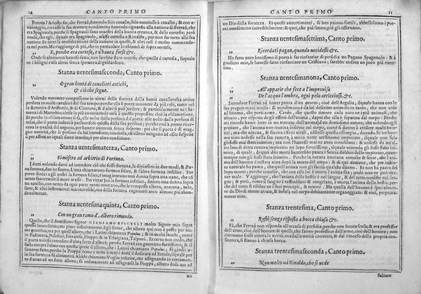 Bellezze del Furioso di M. Lodouico Ariosto; scielte da Oratio Toscanella: con gli argomenti, et allegorie de i canti: con l'allegorie de i nomi proprii principali dell'opera: et co i luochi communi dell'autore, per ordine di alfabeto; del medesimo