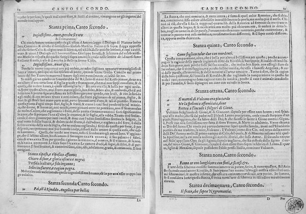 Bellezze del Furioso di M. Lodouico Ariosto; scielte da Oratio Toscanella: con gli argomenti, et allegorie de i canti: con l'allegorie de i nomi proprii principali dell'opera: et co i luochi communi dell'autore, per ordine di alfabeto; del medesimo