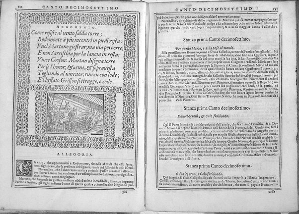 Bellezze del Furioso di M. Lodouico Ariosto; scielte da Oratio Toscanella: con gli argomenti, et allegorie de i canti: con l'allegorie de i nomi proprii principali dell'opera: et co i luochi communi dell'autore, per ordine di alfabeto; del medesimo