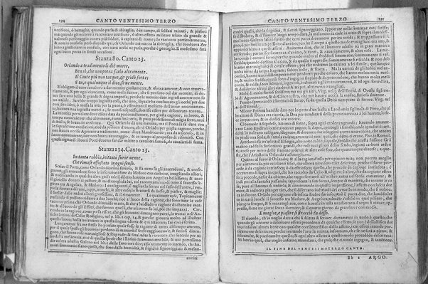 Bellezze del Furioso di M. Lodouico Ariosto; scielte da Oratio Toscanella: con gli argomenti, et allegorie de i canti: con l'allegorie de i nomi proprii principali dell'opera: et co i luochi communi dell'autore, per ordine di alfabeto; del medesimo