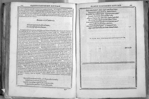 Bellezze del Furioso di M. Lodouico Ariosto; scielte da Oratio Toscanella: con gli argomenti, et allegorie de i canti: con l'allegorie de i nomi proprii principali dell'opera: et co i luochi communi dell'autore, per ordine di alfabeto; del medesimo