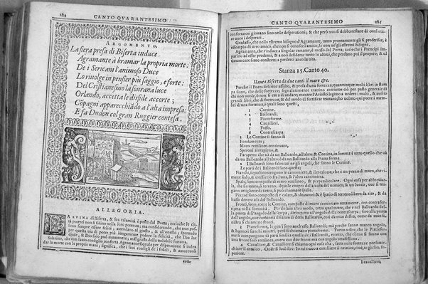 Bellezze del Furioso di M. Lodouico Ariosto; scielte da Oratio Toscanella: con gli argomenti, et allegorie de i canti: con l'allegorie de i nomi proprii principali dell'opera: et co i luochi communi dell'autore, per ordine di alfabeto; del medesimo