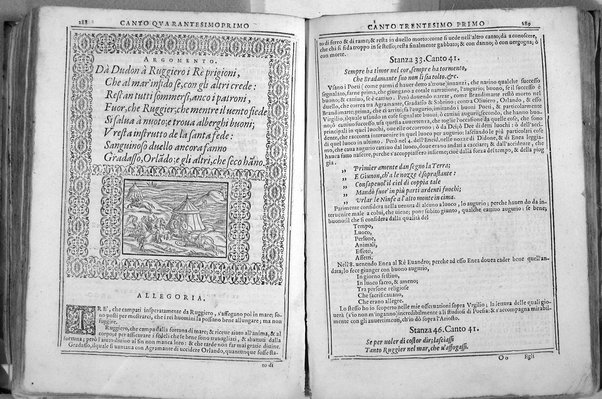Bellezze del Furioso di M. Lodouico Ariosto; scielte da Oratio Toscanella: con gli argomenti, et allegorie de i canti: con l'allegorie de i nomi proprii principali dell'opera: et co i luochi communi dell'autore, per ordine di alfabeto; del medesimo