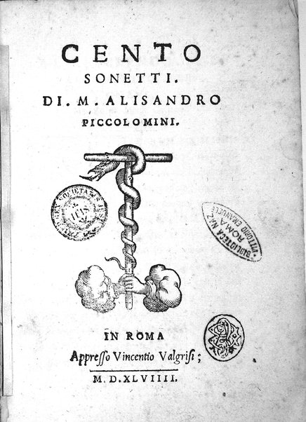 Cento sonetti. Di M. Alisandro Piccolomini
