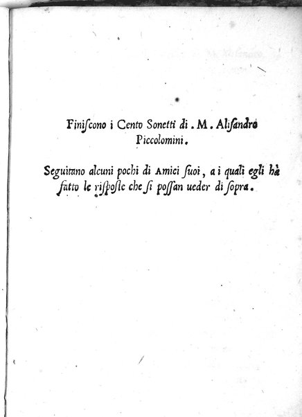 Cento sonetti. Di M. Alisandro Piccolomini