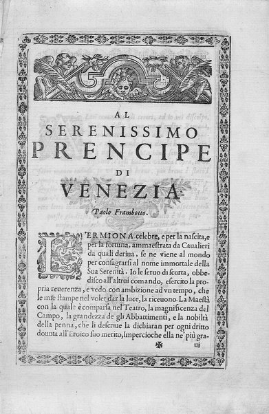 L'Ermiona del s.r marchese Pio Enea Obizzi. Per introduzione d'vn torneo à piedi, & à cauallo e d'vn balletto rappresentato in musica nella citta di Padoua l'anno 1636 dedicata al sereniss.o prencipe di Venetia Francesco Erizo descritta dal s. Nicolò Enea Bartolini ..