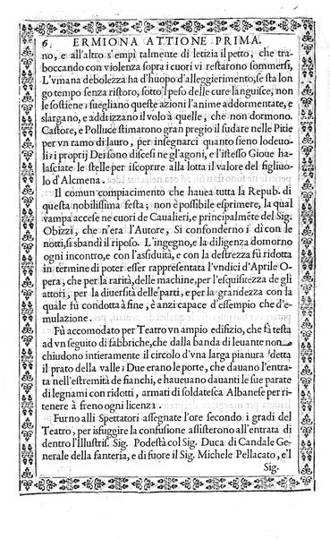 L'Ermiona del s.r marchese Pio Enea Obizzi. Per introduzione d'vn torneo à piedi, & à cauallo e d'vn balletto rappresentato in musica nella citta di Padoua l'anno 1636 dedicata al sereniss.o prencipe di Venetia Francesco Erizo descritta dal s. Nicolò Enea Bartolini ..