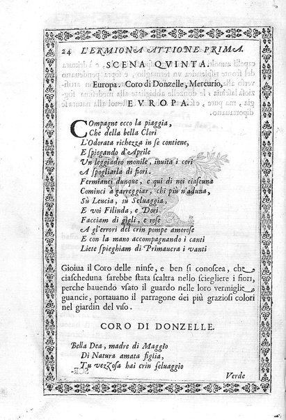 L'Ermiona del s.r marchese Pio Enea Obizzi. Per introduzione d'vn torneo à piedi, & à cauallo e d'vn balletto rappresentato in musica nella citta di Padoua l'anno 1636 dedicata al sereniss.o prencipe di Venetia Francesco Erizo descritta dal s. Nicolò Enea Bartolini ..