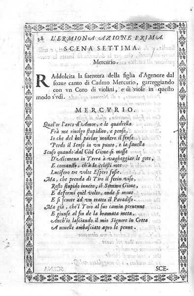 L'Ermiona del s.r marchese Pio Enea Obizzi. Per introduzione d'vn torneo à piedi, & à cauallo e d'vn balletto rappresentato in musica nella citta di Padoua l'anno 1636 dedicata al sereniss.o prencipe di Venetia Francesco Erizo descritta dal s. Nicolò Enea Bartolini ..