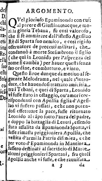 L'Epaminonda melodrama del dottor Andrea Perruccio da rappresentarsi nel regal palaggio per lo compleannos della maestà di D. Marianna d'Austria regina madre.  Consecrato all'eccellentissimo signor D. Gaspar d'Haro, e Gusman ..