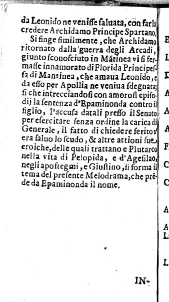 L'Epaminonda melodrama del dottor Andrea Perruccio da rappresentarsi nel regal palaggio per lo compleannos della maestà di D. Marianna d'Austria regina madre.  Consecrato all'eccellentissimo signor D. Gaspar d'Haro, e Gusman ..