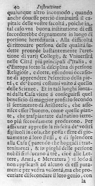 Instruttione famigliare di Francesco Lanospigio nobile genouese a Nicolo' suo figliuolo