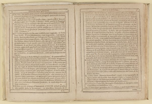 Breue discorso non men curioso, che bello sopra la salubrità dell'aria della città di Castro: contra l'estimation'volgare, dell'eccellente dottore mariano Ghezzi di Sinalonga fisico in quella città: a cui s'aggiunge nel fine la vera, e real cronica della famosa, & antichissima città di Bulcia, ouero Volcia. Et del vescouado transferito, e ridotto doppò la ruina di essa in Castro. Con vn breue trattato sopra le marauigliose virtù del fumaiolo