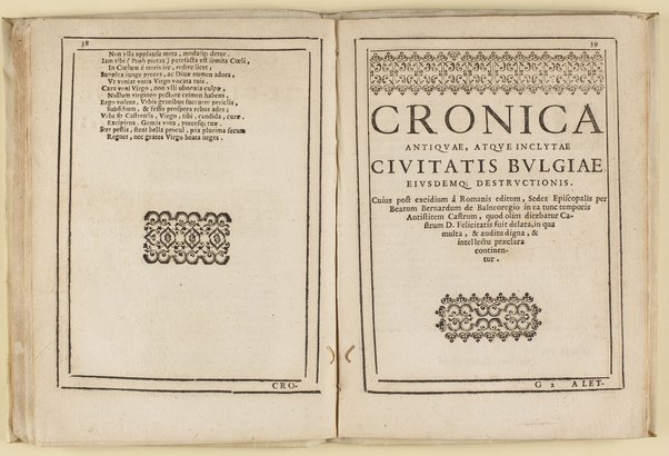 Breue discorso non men curioso, che bello sopra la salubrità dell'aria della città di Castro: contra l'estimation'volgare, dell'eccellente dottore mariano Ghezzi di Sinalonga fisico in quella città: a cui s'aggiunge nel fine la vera, e real cronica della famosa, & antichissima città di Bulcia, ouero Volcia. Et del vescouado transferito, e ridotto doppò la ruina di essa in Castro. Con vn breue trattato sopra le marauigliose virtù del fumaiolo