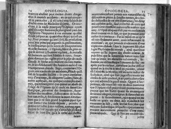 Opiologia ou traicté concernant le naturel, proprietés, vraye preparation, & seur vsage de l'opium: pour le soulagement de maints malades, ... Par Angelus Sala Vicentinus Venetus