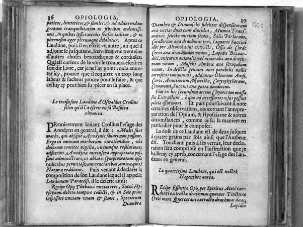 Opiologia ou traicté concernant le naturel, proprietés, vraye preparation, & seur vsage de l'opium: pour le soulagement de maints malades, ... Par Angelus Sala Vicentinus Venetus