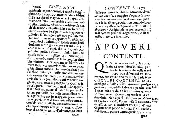 La pouerta contenta descritta, e dedicata a' ricchi non mai contenti dal P. Daniello Bartoli della Compagnia di Giesu