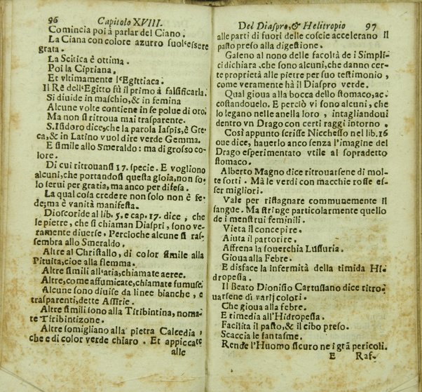 Tesoro delle gioie trattato curioso, nel quale si dichiara breuemente le virtù, qualità, e proprietà delle gioie, come perle, gemme, auori, ... e molt'altre cose più famose, e pregiate di tutti li diligentissimi scrittori antichi, ... lodate, stimate, e conosciute saluteuoli, e medicinali. Raccolto dall'Accademico Ardente Etereo. Reuisto, & accresciuto dall'Academico Cassinense Inquieto