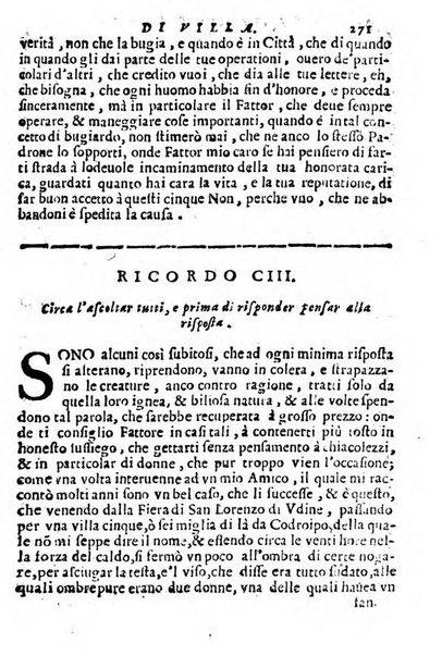 Cento, e dieci ricordi, che formano il buon fattor di villa di Giacomo Agostinetti. Ne' quali si tratta quello, e quanto deue sapere vn buon fattor di villa, ... Et in fine vna raccolta di rimedij per varie infermità di buoi, caualli, & altri animali. ...