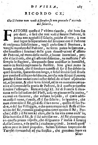Cento, e dieci ricordi, che formano il buon fattor di villa di Giacomo Agostinetti. Ne' quali si tratta quello, e quanto deue sapere vn buon fattor di villa, ... Et in fine vna raccolta di rimedij per varie infermità di buoi, caualli, & altri animali. ...