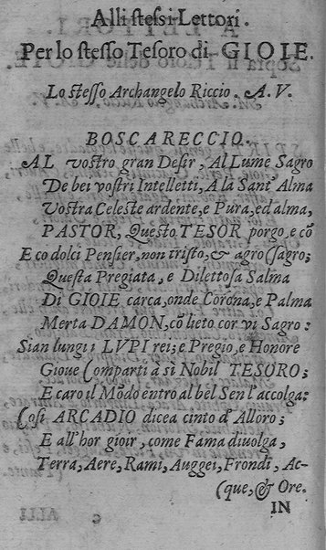 Il tesoro delle gioie, trattato marauiglioso, intorno alle vertuti, e proprieta' più rare di tutte le gioie, perle, ... Raccolto, & ordinato, per Cleandro Arnobio Academico Ardente Etereo: et hora in questi nouelli giorni dato alla luce del mondo; da Archangelo Riccio. ...