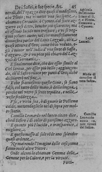 Il tesoro delle gioie, trattato marauiglioso, intorno alle vertuti, e proprieta' più rare di tutte le gioie, perle, ... Raccolto, & ordinato, per Cleandro Arnobio Academico Ardente Etereo: et hora in questi nouelli giorni dato alla luce del mondo; da Archangelo Riccio. ...