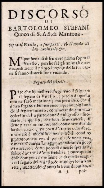 L'arte di ben cucinare, et instruire i men periti in questa lodeuole professione. Doue anco s'insegna à far pasticci, sapori, ... Di Bartolomeo Stefani cuoco di S.A.S. di Mantoua