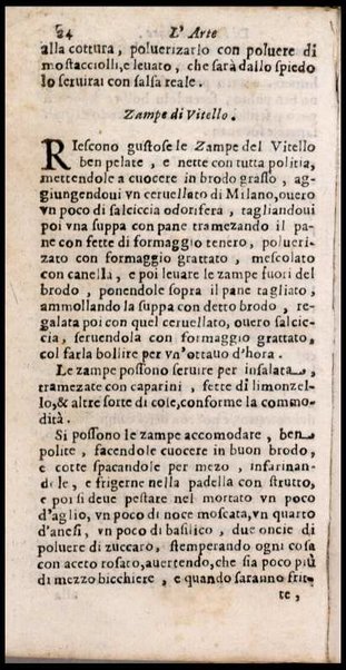 L'arte di ben cucinare, et instruire i men periti in questa lodeuole professione. Doue anco s'insegna à far pasticci, sapori, ... Di Bartolomeo Stefani cuoco di S.A.S. di Mantoua