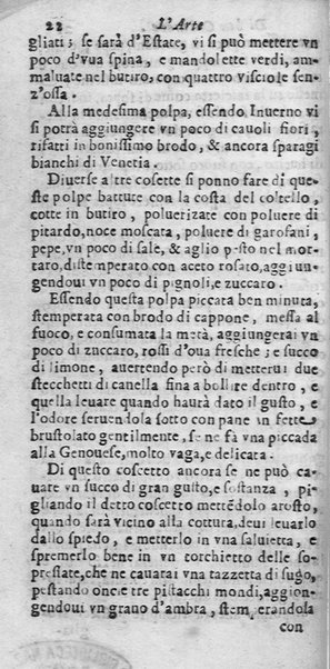 L'arte di ben cucinare, et instruire i men periti in questa lodeuole professione. Doue anco s'insegna à far pasticci, sapori, ... Di Bartolomeo Stefani cuoco di S.A.S. di Mantoua